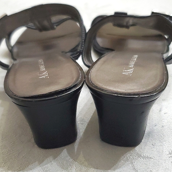 Anne Klein Macommonlyn Black Leather Double Strap Heel Sandals Women's Size 10M - Picture 10 of 12
